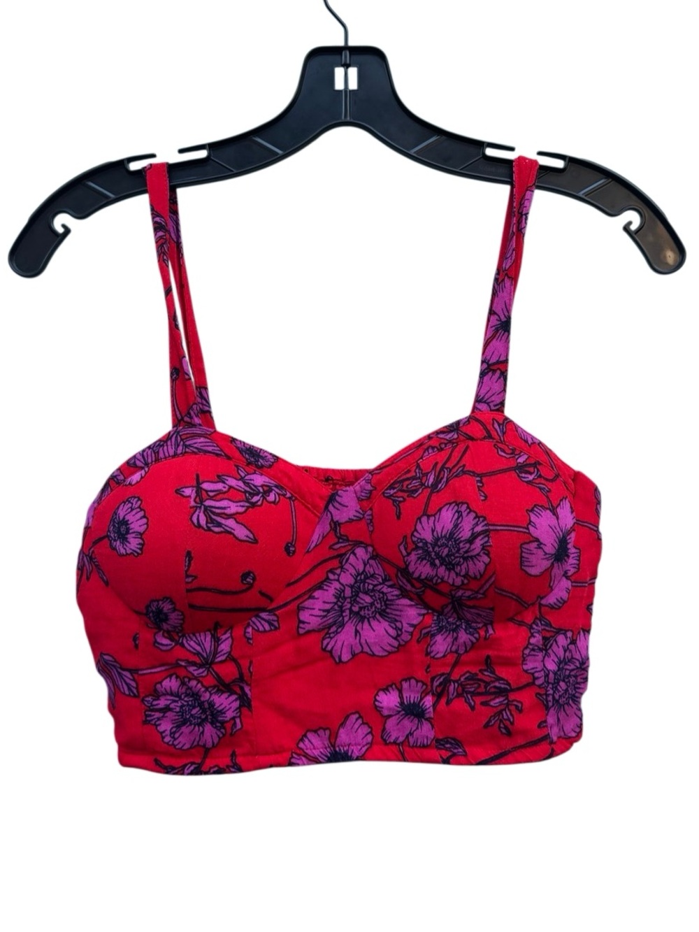 BOG Collective Cropped Sweetheart
Floral Bustier Top Red/Purple Size Medium